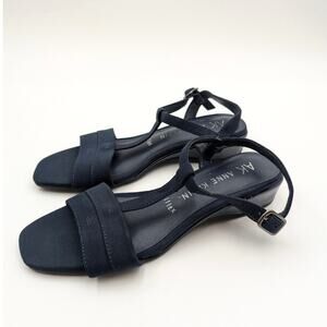 Anne Klein Valeta Wedge Heel T-Strap Sandal Women's Black Size US6.5 EU37